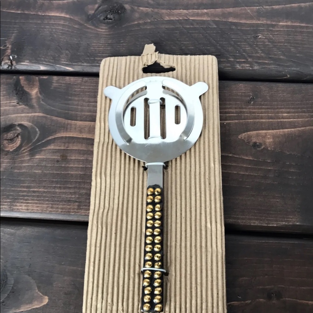 New Queenwest Stainless Steel Cocktail Strainer Bar Metal Brass Studs Handle